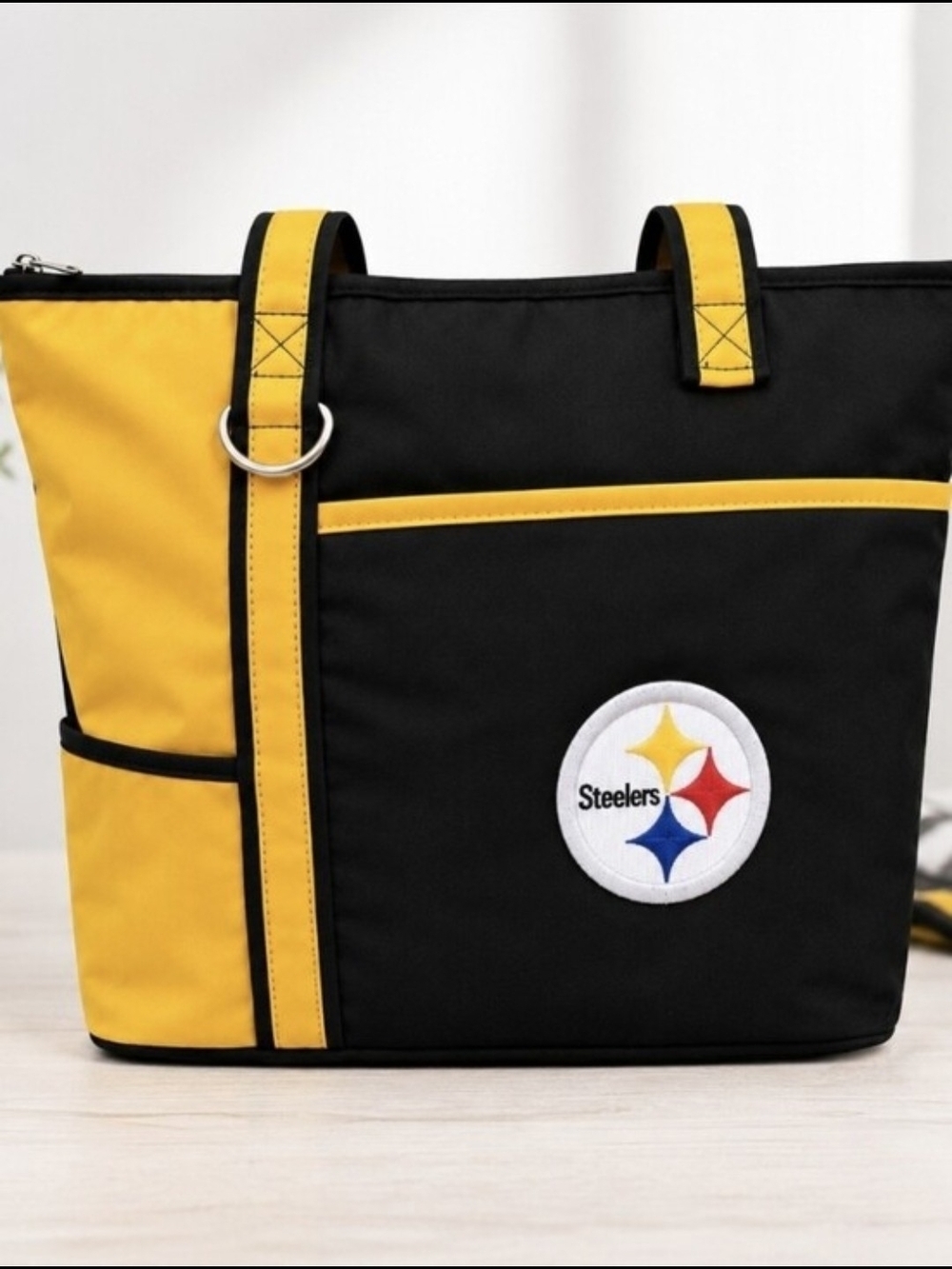 Pittsburgh Steelers Tote Bag + Matching Silicone Bracelet Fan Bundle - Picture 8 of 9
